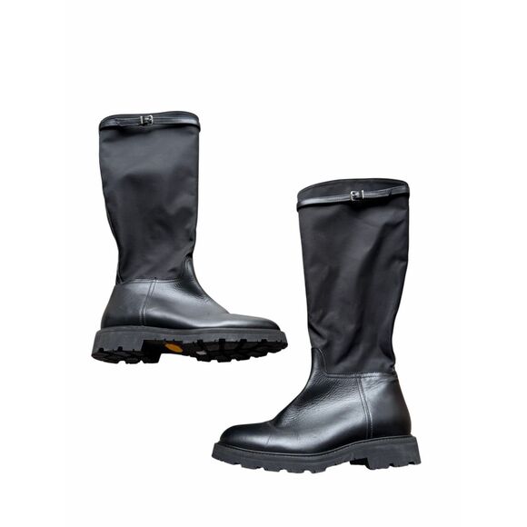 La Canadienne Quintin Leather Nylon Knee High Boots in Black 7.5US Made in Italy - Picture 2 of 8